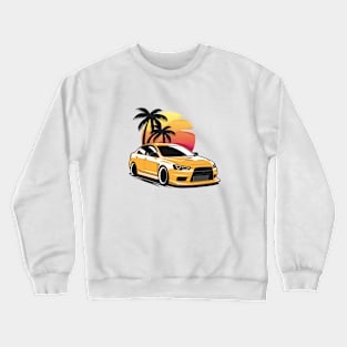 Yellow Lancer Evo X Sunset Crewneck Sweatshirt